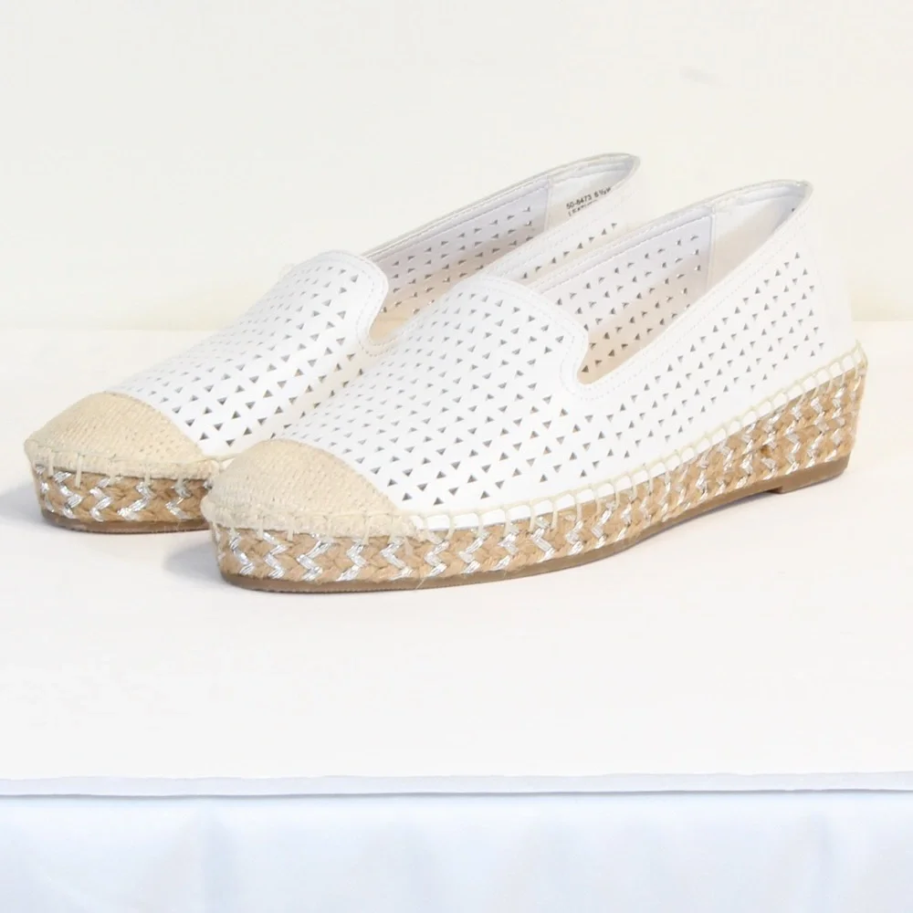 Bella Vita White Channing Slip-on Perforated Espadrille Size 6.5